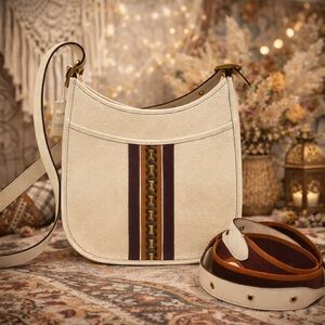 Coach Varsity Stripe Emery Crossbody in Chalk New MSRP $450